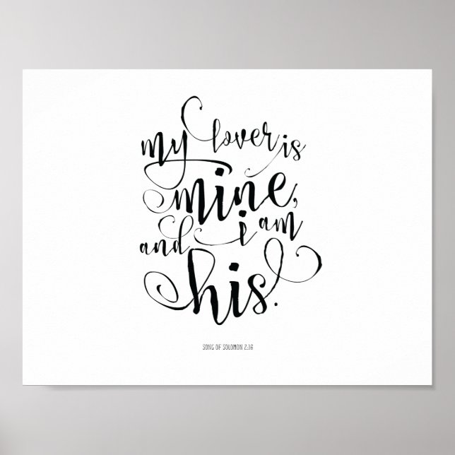 Poster Bible Verse Chanson de Salomon 2:16 en calligraphi (Devant)