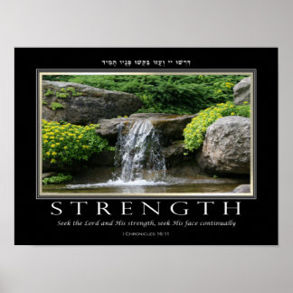 Poster Bible Verse Force Anglais Hébreu Inspirationnel