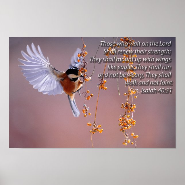 Poster Bible Verse Isaïe 40:31 avec la Motivation des ois (Devant)