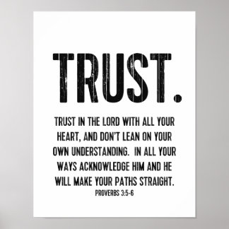 Poster Bible Verse Proverbes 3:5-6 Christian Life Citatio