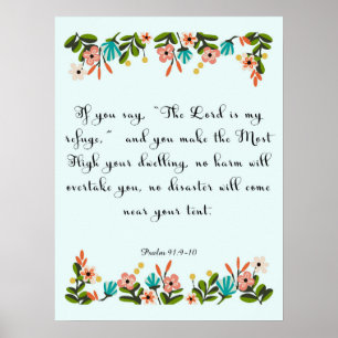 Poster Bible Verses Art - Psaume 91:9-10