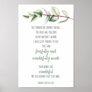 Poster Bible Verset Écriture Mur Art Green Eucalyptus