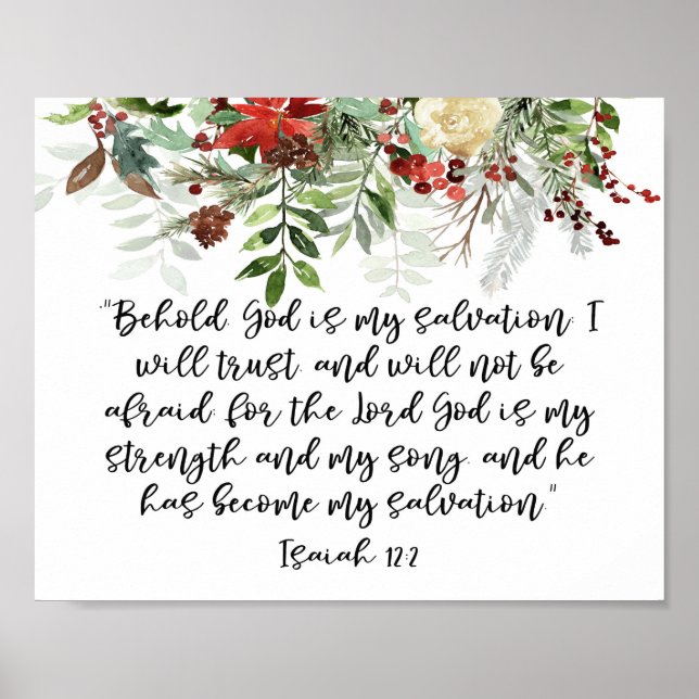 Poster Bible verset Isaïe Hiver goutte florale (Devant)