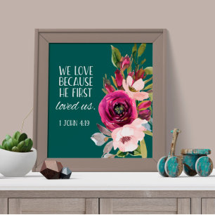 Poster Bible verset Psaume Écriture florale