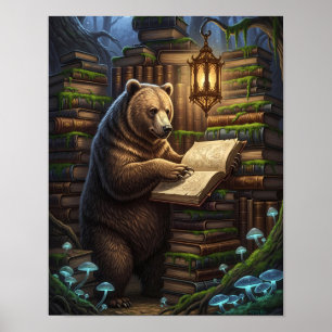 Poster Bibliothécaire de l'ours de forêt lunaire   Imagin