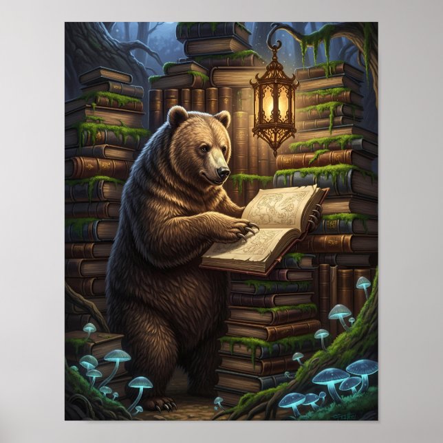 Poster Bibliothécaire de l'ours de forêt lunaire | Imagin (Devant)