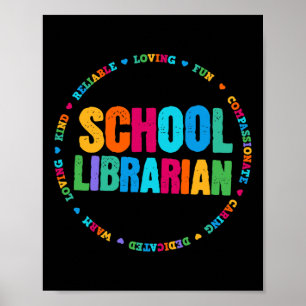 Poster Bibliothécaire scolaire Tee Rainbow Colorful Libra