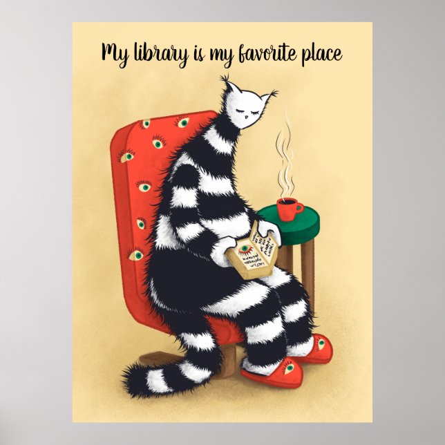 Poster Bibliothèque Amoureux des chats Libarian (Devant)