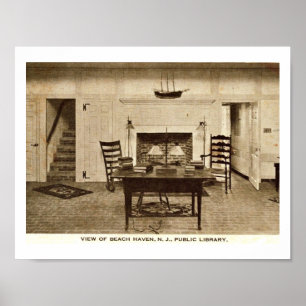 Poster Bibliothèque, asile de plage, cru de NJ