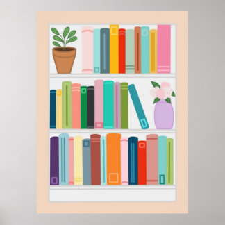 Poster Bibliothèque colorée