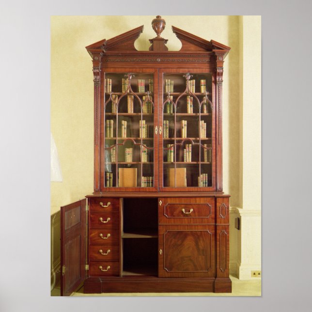 Poster Bibliothèque du bureau pédimenté cassé (Devant)