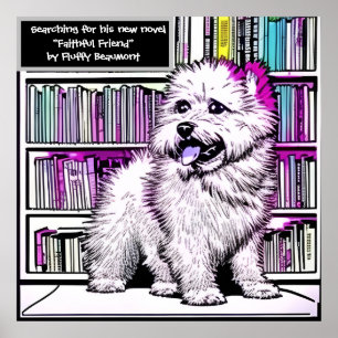 Poster Bibliothèque Fluffy Beaumont Dog modifiable