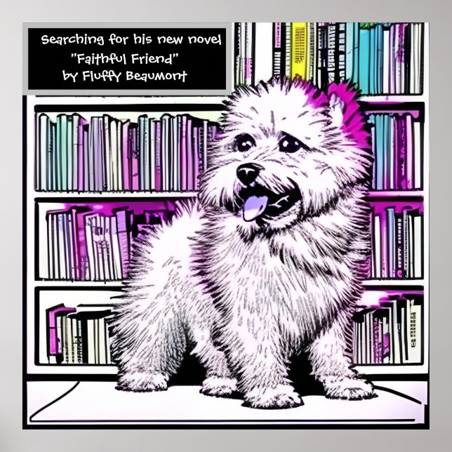 Poster Bibliothèque Fluffy Beaumont Dog modifiable (Devant)