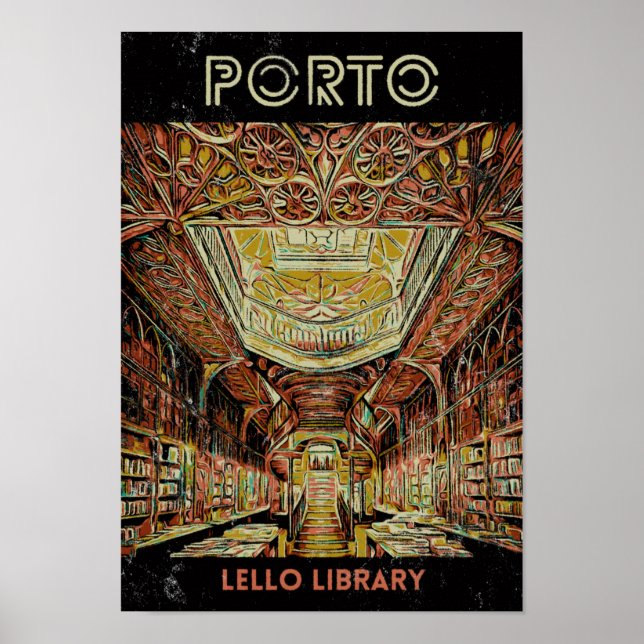 Poster Bibliothèque Porto Lello illustration Portugal (Devant)