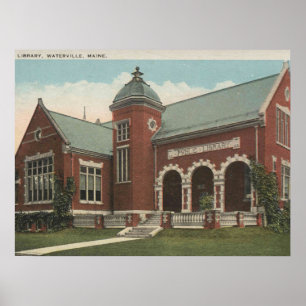 Poster Bibliothèque, Waterville Maine, années 1920 Vintag