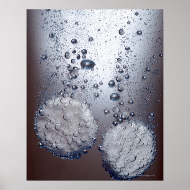 Poster Bicarbonate de soda comprimés dans l'eau (Devant)