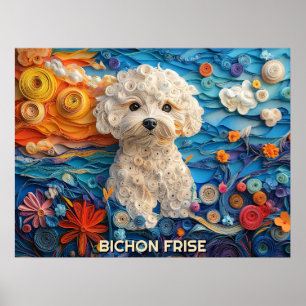 Poster Bichon Frise Papier Quitter Art Chien Portrait