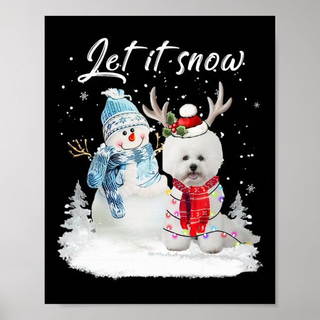 Poster Bichon Frise Père Noël Chien Noël Snowman Noël Paj (Devant)