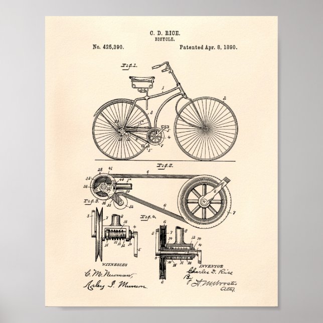Poster Bicycle 1890 Art Brevet - Vieux Poivre (Devant)
