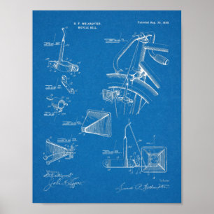 Poster Bicycle Bell 1898 Dessin d'art breveté Imprimer