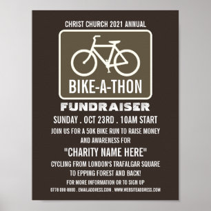 Poster Bicycle Sign, Charity Bike-a-Thon Event