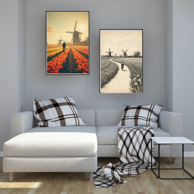 Poster Bicycle through Tulip Fields – Dutch Countryside  (Créateur téléchargé)