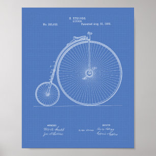 Poster Bicycle vintage 1883 Art breveté - Plan directeur