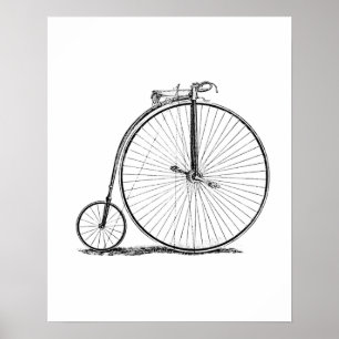 Poster bicyclette à grande roue penny farthing