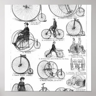 Poster bicyclette à grande roue penny farthing