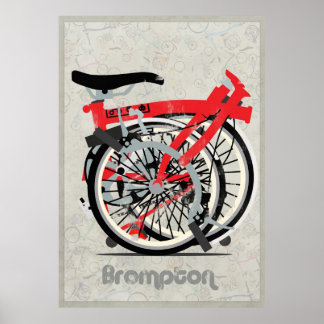 Poster Bicyclette de Brompton pliée