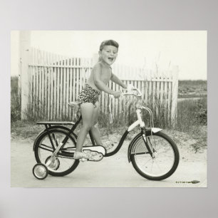 Poster Bicyclette d'équitation de fille