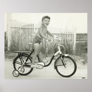 Poster Bicyclette d'équitation de fille