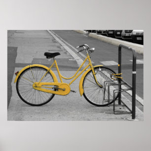 Poster Bicyclette jaune de dames vintages, Florence,