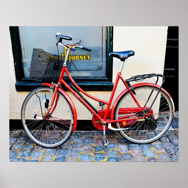 Poster Bicyclette rouge, Copenhague, Danemark (Devant)