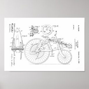Poster Bicyclette Vintage 1900 US Patent Art Imprimer