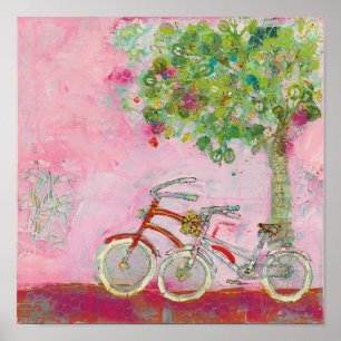 Poster Bicyclettes roses