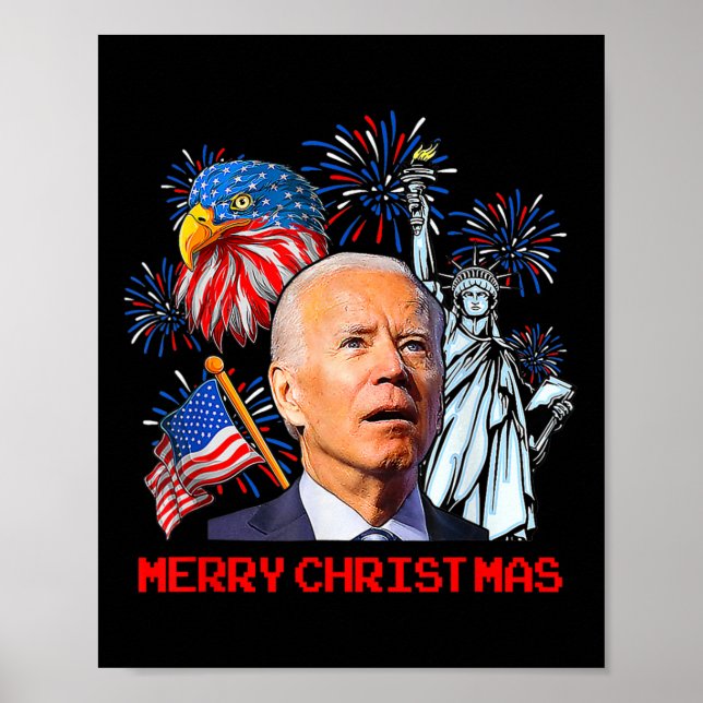 Poster Biden Confus Patriotique Joyeux Noël Pour 4ème O (Devant)