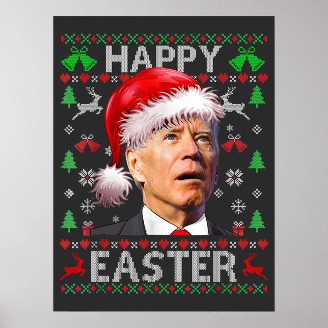 Poster Biden drôle confondu Joyeux Noël Pâques laid T (Devant)