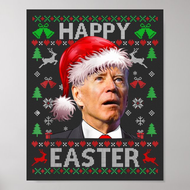 Poster Biden drôle confondu Joyeux Noël Pâques laid T (Devant)