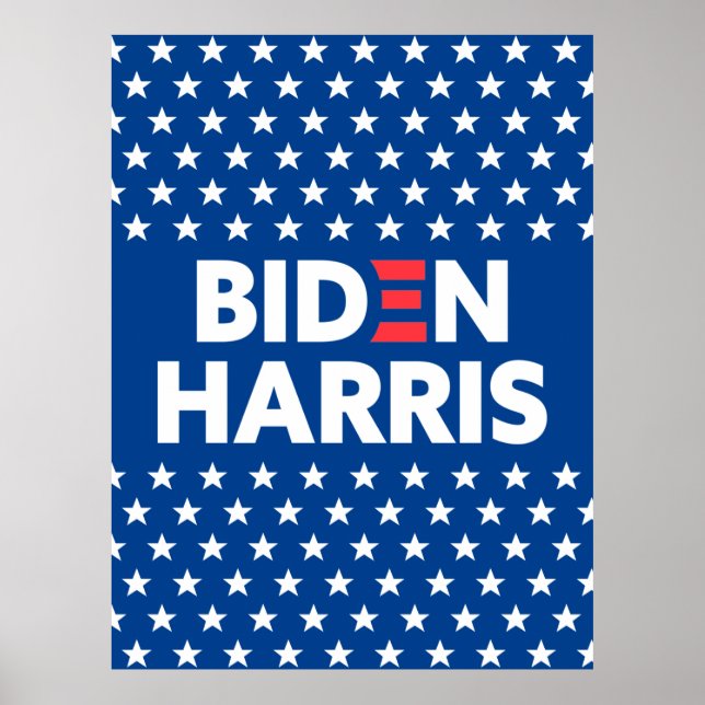 Poster Biden / Harris White Stars Motif Blue (Devant)