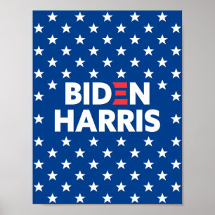 Poster Biden / Harris White Stars Motif Blue