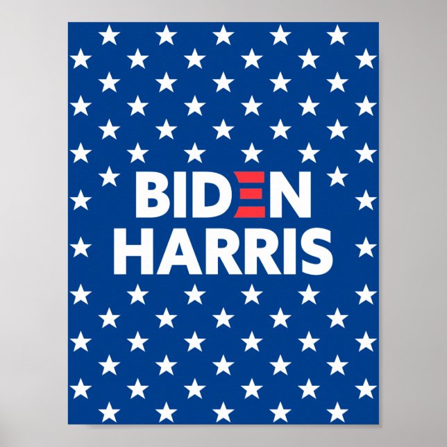 Poster Biden / Harris White Stars Motif Blue (Devant)