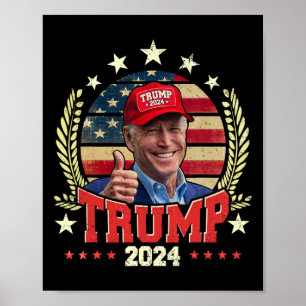 Poster Biden Portant Trump Chemise Casquette Rouge Drôle 