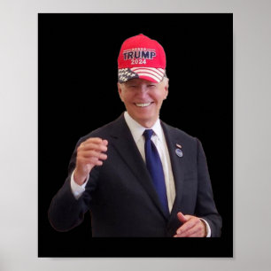 Poster Biden Porte Un Casquette Trump 2024
