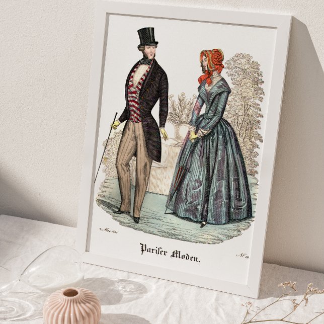 Poster Biedermeier Couple dans le jardin Plaque de mode V (Créateur téléchargé)