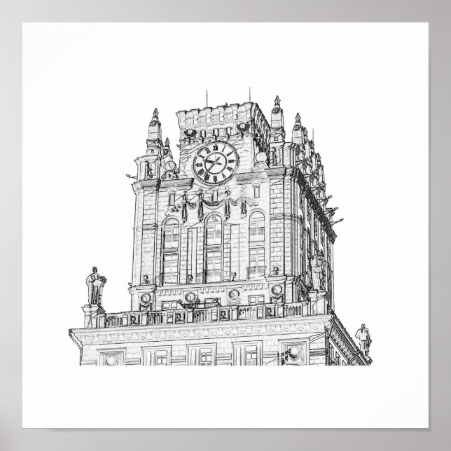 Poster Biélorussie Minsk City Gates Architecture Sketch (Devant)