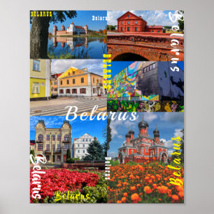 Poster Biélorussie Minsk Grodno Pinsk Borisov Architectur