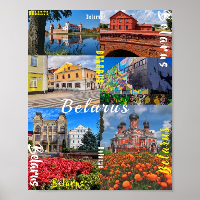 Poster Biélorussie Minsk Grodno Pinsk Borisov Architectur (Devant)