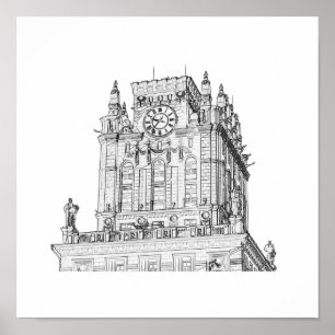 Poster Biélorussie - Plan d'architecture des portes de la