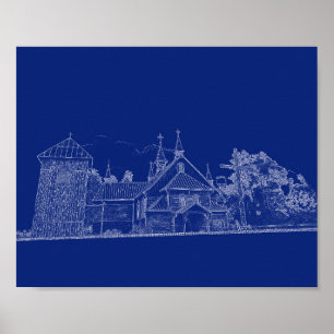 Poster Biélorussie Porechye Parecca Architecture Catholiq